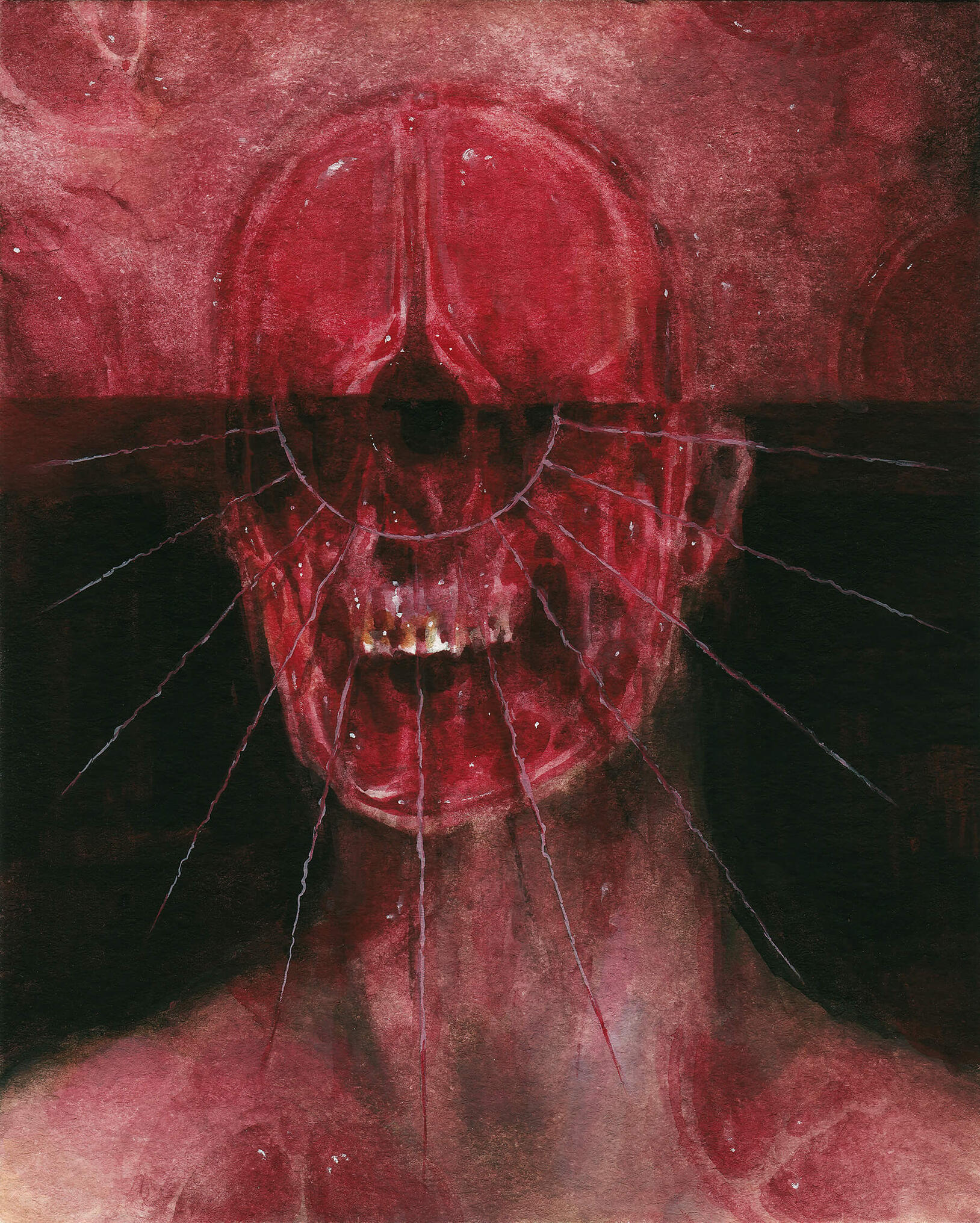 one in a chain. gouache painting