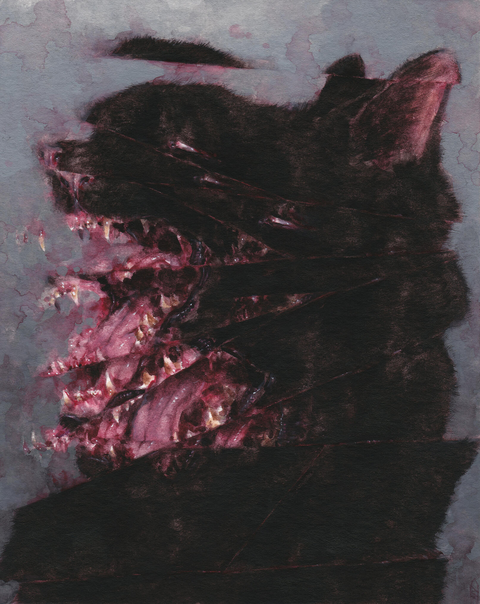 feeding. gouache watercolor