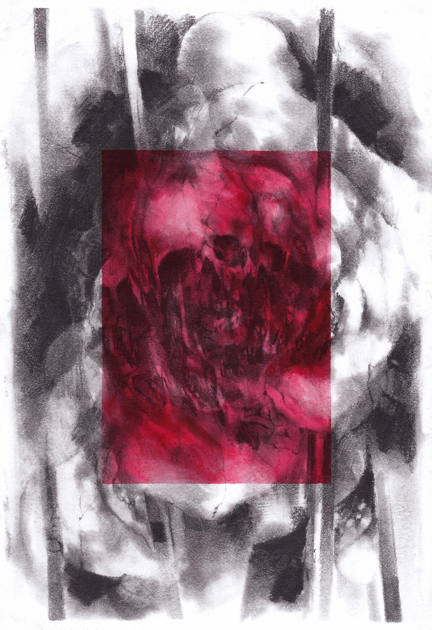 chokehold. graphite and gouache watercolor