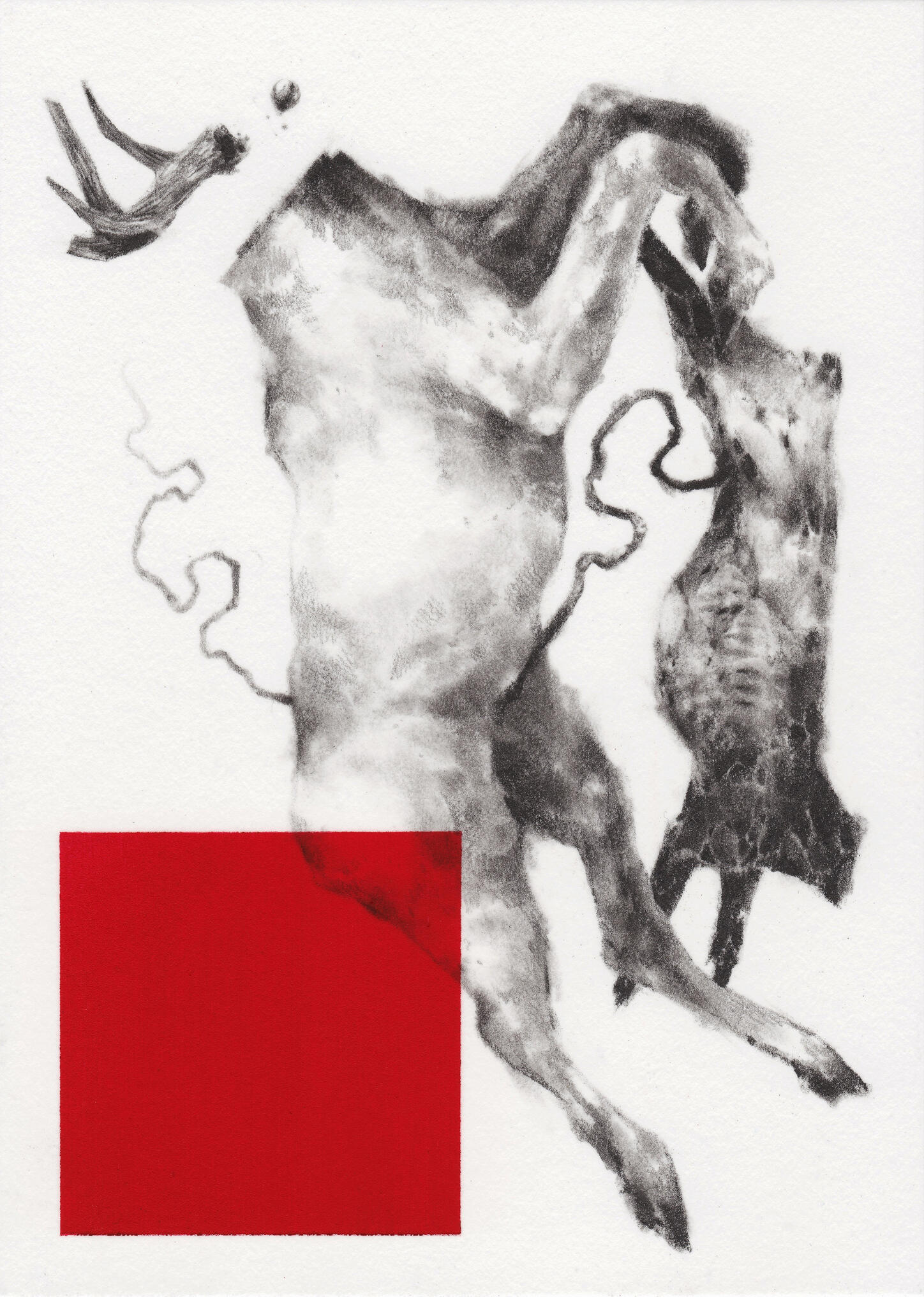 greetings from iii. graphite and gouache on paper